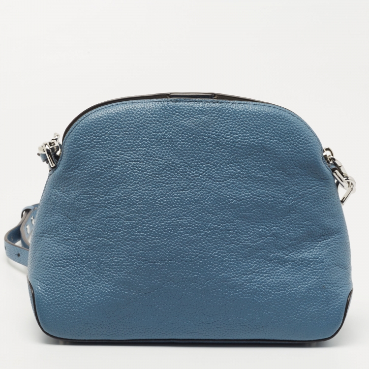 Pre Owned Michael Kors Light Blue Leather Cindy Dome Crossbody Bag