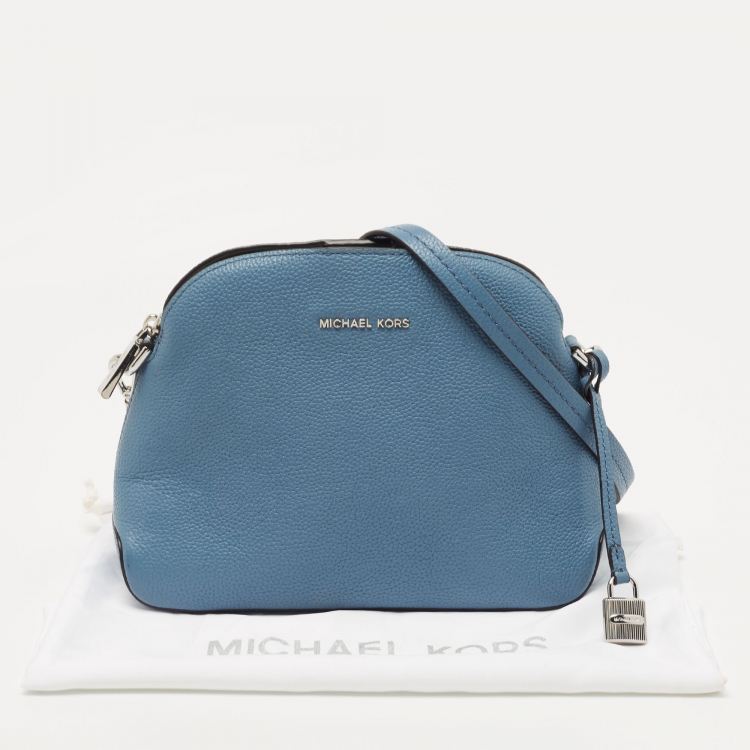 Pre Owned Michael Kors Light Blue Leather Cindy Dome Crossbody Bag