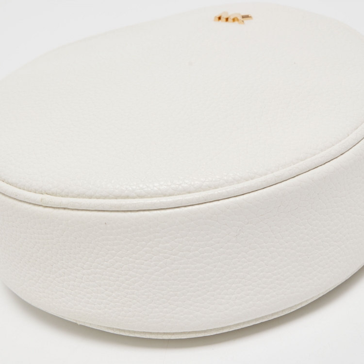 Pre Owned Michael Kors White Leather Round Crossbody Bag