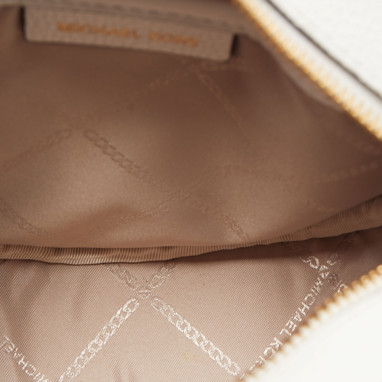 Pre Owned Michael Kors White Leather Round Crossbody Bag
