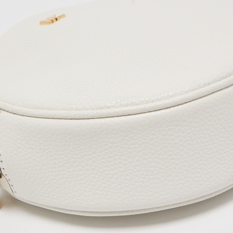 Pre Owned Michael Kors White Leather Round Crossbody Bag