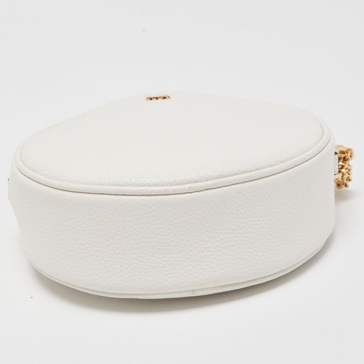 Pre Owned Michael Kors White Leather Round Crossbody Bag