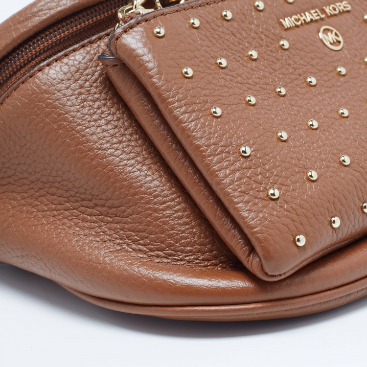 Pre Owned Michael Kors Tan Studded Leather Belt Bag