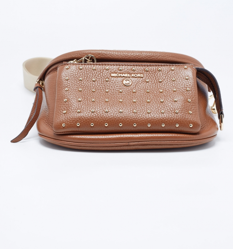 Pre Owned Michael Kors Tan Studded Leather Belt Bag