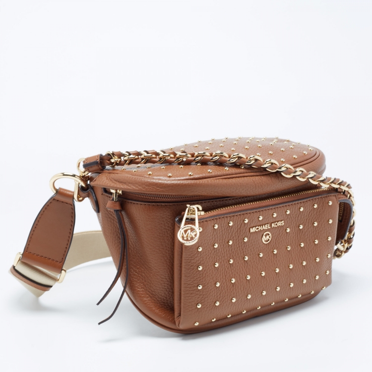Pre Owned Michael Kors Tan Studded Leather Belt Bag