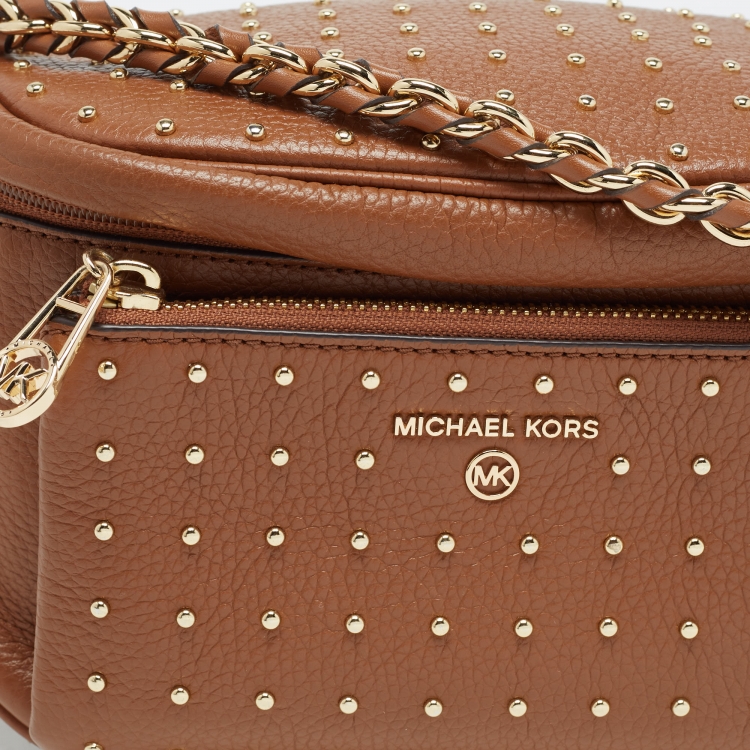 Pre Owned Michael Kors Tan Studded Leather Belt Bag
