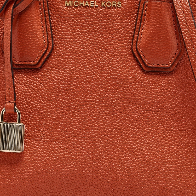 Pre Owned Michael Kors Orange Leather Small Mercer Tote
