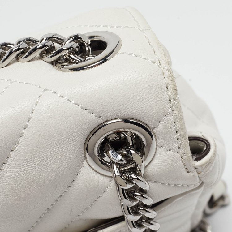 Pre Owned Michael Kors White Quilted Leather Peyton Shoulder Bag