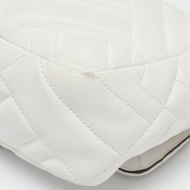 Pre Owned Michael Kors White Quilted Leather Peyton Shoulder Bag