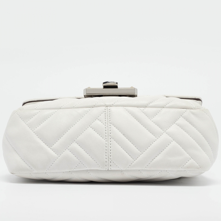 Pre Owned Michael Kors White Quilted Leather Peyton Shoulder Bag
