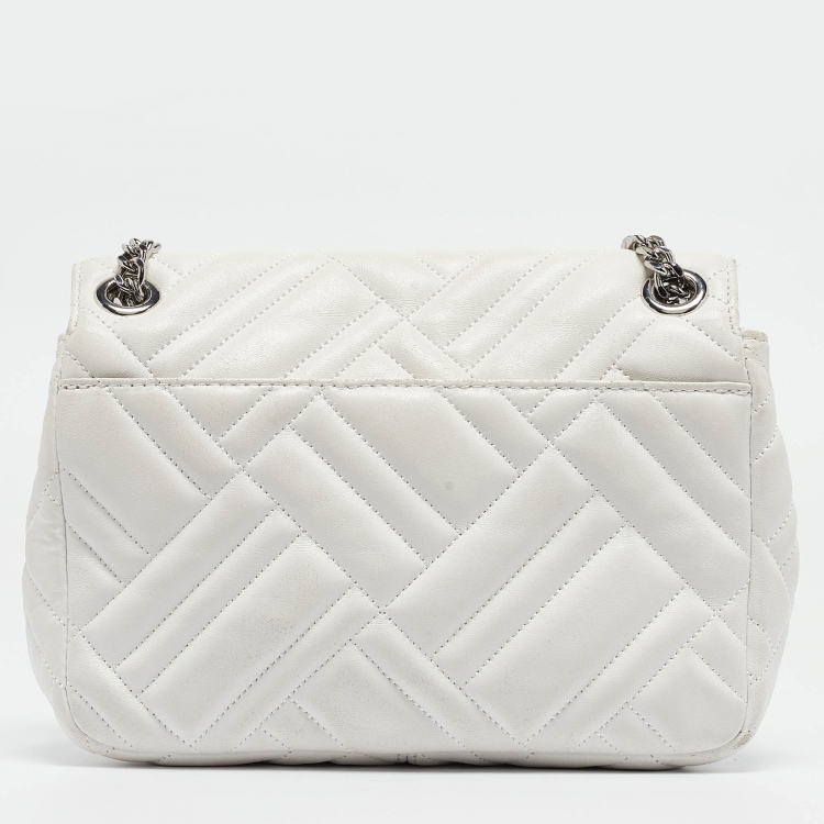 Pre Owned Michael Kors White Quilted Leather Peyton Shoulder Bag