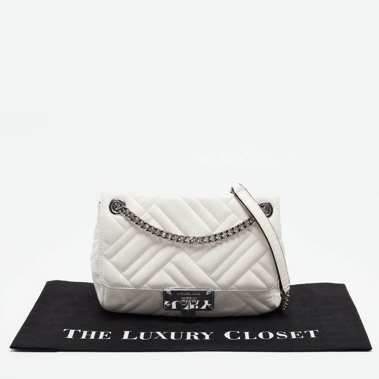 Pre Owned Michael Kors White Quilted Leather Peyton Shoulder Bag