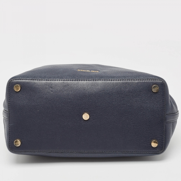 Pre Owned Michael Kors Navy Blue Leather Brooklyn Shoulder Bag