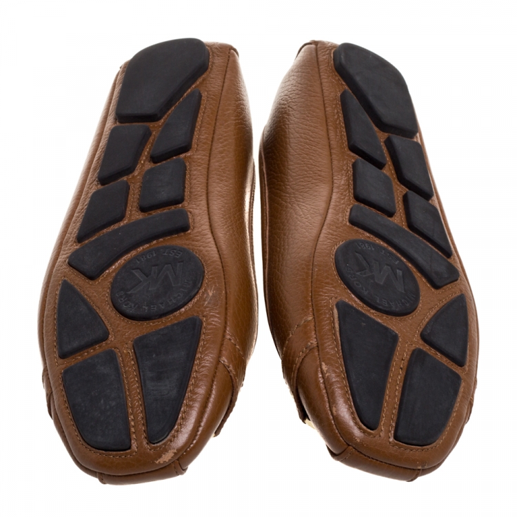 Pre Owned Michael Kors Brown Leather Ballet Flats Size 39