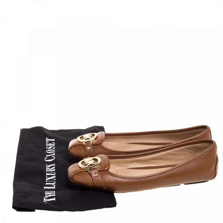 Pre Owned Michael Kors Brown Leather Ballet Flats Size 39