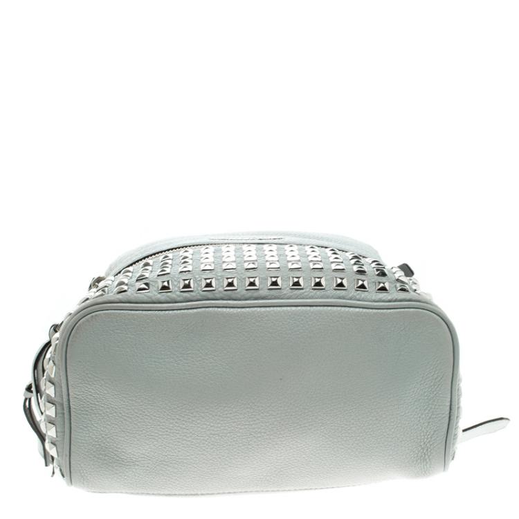مملوكة مسبقًا Michael Kors Grey Leather Small Studded Rhea Backpack