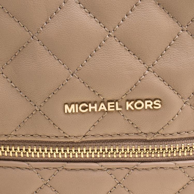 Pre Owned Michael Kors Beige Leather Mini Rhea Backpack