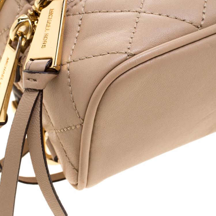 Pre Owned Michael Kors Beige Leather Mini Rhea Backpack