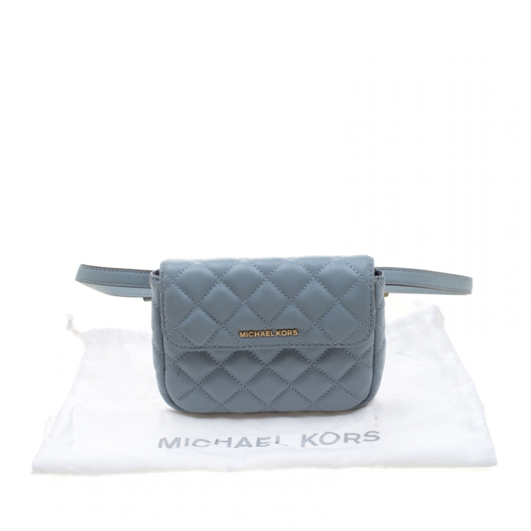 Pre Owned Michael Kors Light Blue Quilted Leather Sloan Belt Bag