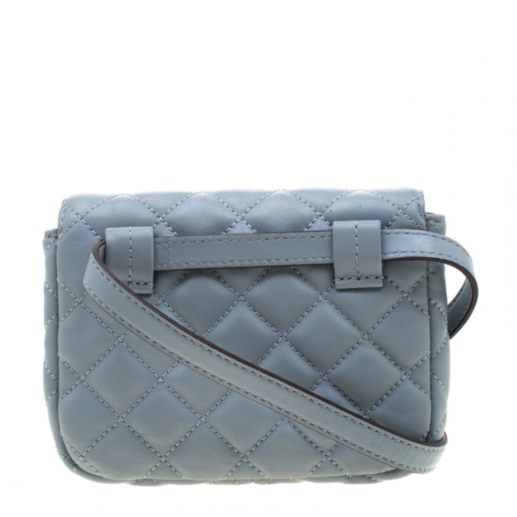 Pre Owned Michael Kors Light Blue Quilted Leather Sloan Belt Bag