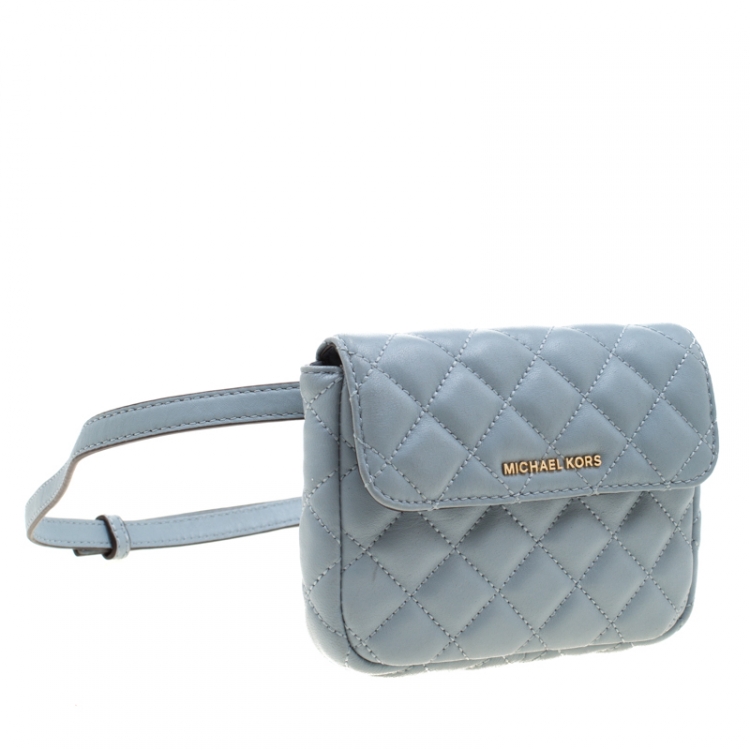 Pre Owned Michael Kors Light Blue Quilted Leather Sloan Belt Bag