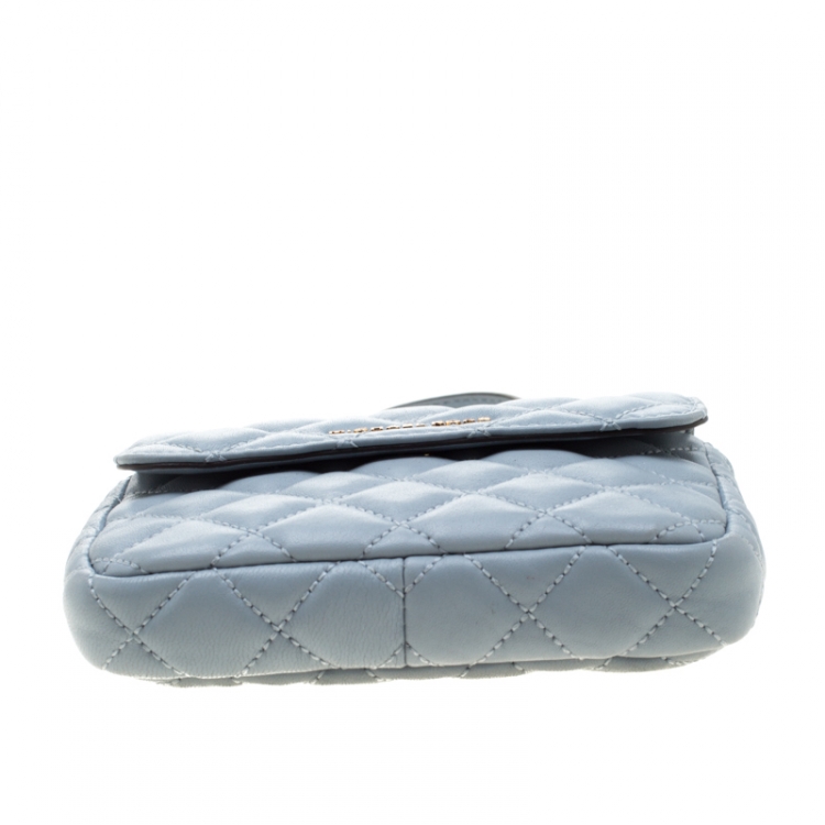 Pre Owned Michael Kors Light Blue Quilted Leather Sloan Belt Bag