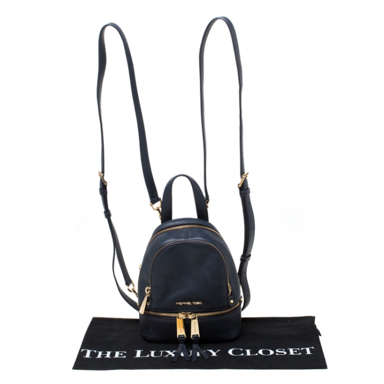 Pre Owned Michael Kors Blue Leather Mini Rhea Backpack 