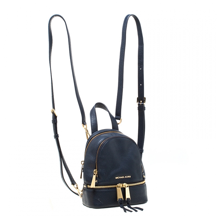 Pre Owned Michael Kors Blue Leather Mini Rhea Backpack 