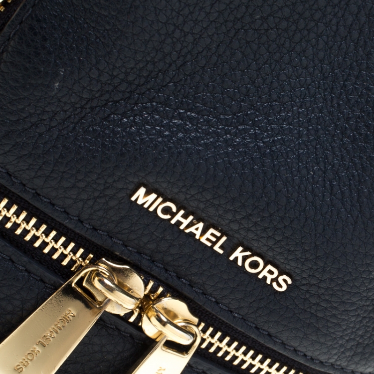 Pre Owned Michael Kors Blue Leather Mini Rhea Backpack 