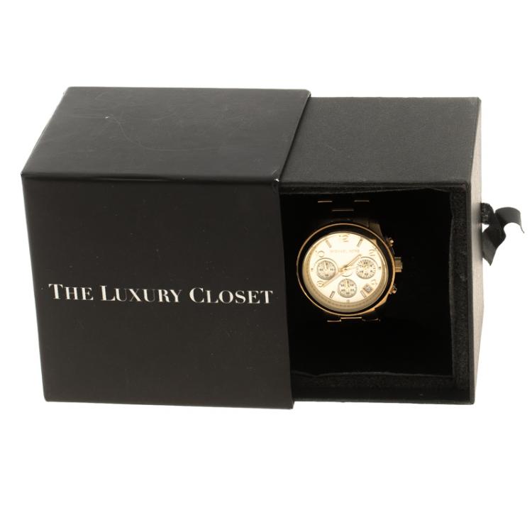 Pre Owned Michael Kors Yellow  Gold Plated Stainless Steel MK5055 Women's Wristwatch 38 mm