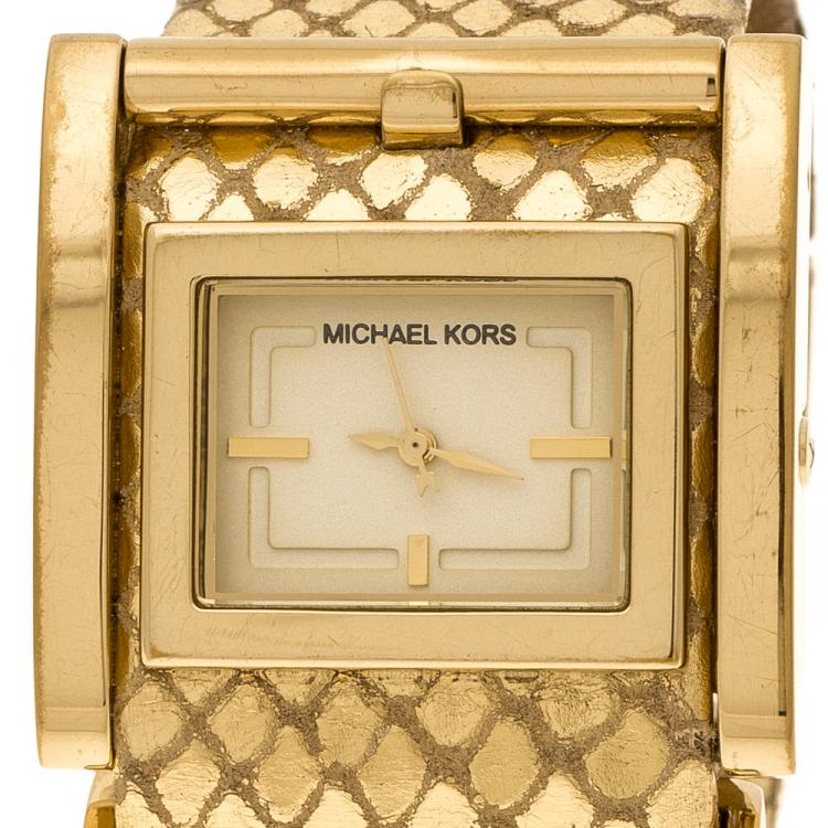 Pre Owned Michael Kors Yellow Gold Plated Steel Mk2133 Women's Wristwatch 38 mm