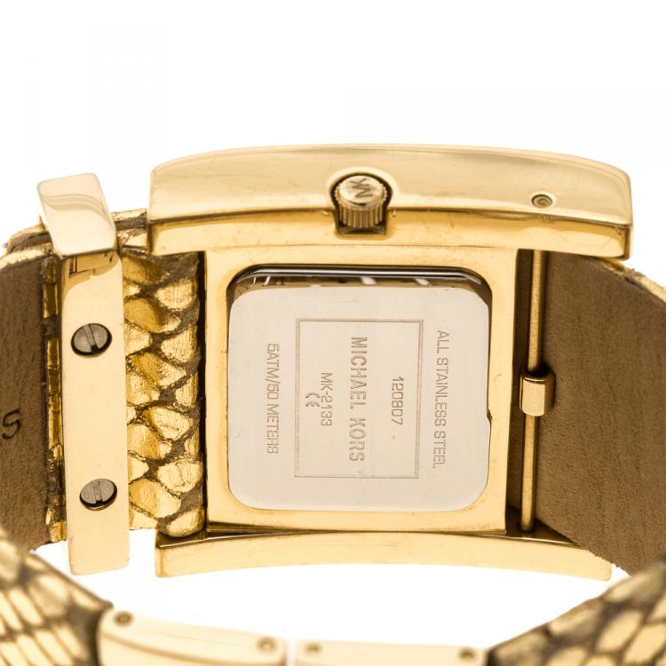 Pre Owned Michael Kors Yellow Gold Plated Steel Mk2133 Women's Wristwatch 38 mm