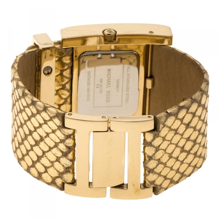 Pre Owned Michael Kors Yellow Gold Plated Steel Mk2133 Women's Wristwatch 38 mm