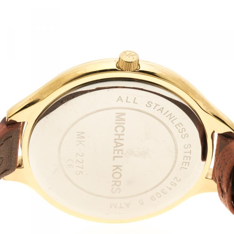 Pre Owned Michael Kors Gold Plated Steel Runway MK2275 Women's Wristwatch 41 mm