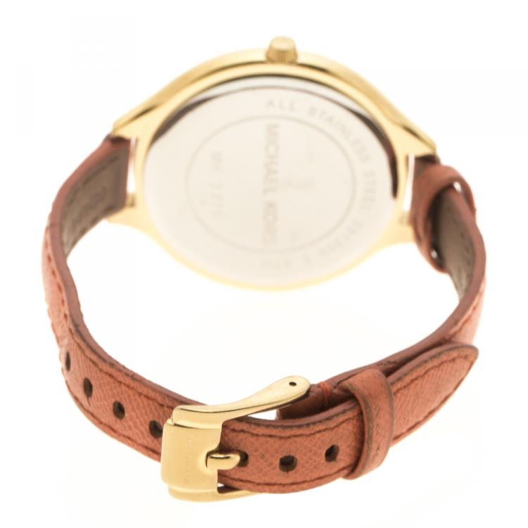 Pre Owned Michael Kors Gold Plated Steel Runway MK2275 Women's Wristwatch 41 mm