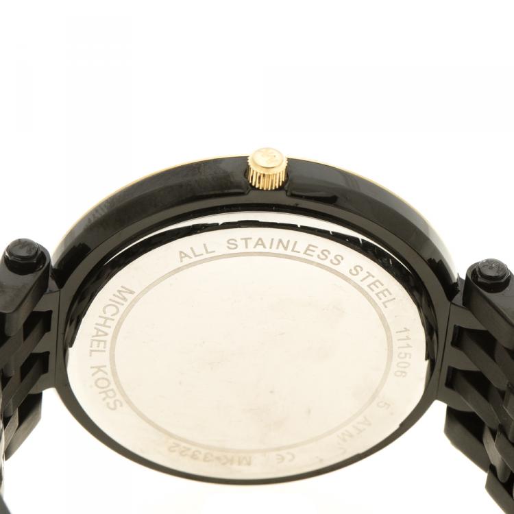 Pre Owned Michael Kors Black Crystal Stainless Steel Darci MK3322 Women's Wristwatch 39 mm