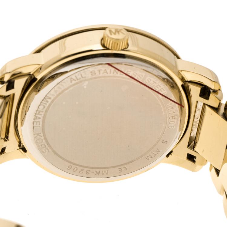 Pre Owned Michael Kors Gold Tone Runway MK3206 Women's Wristwatch 38 mm