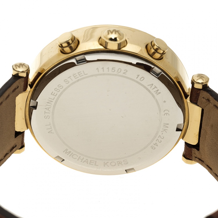 Pre Owned Michael Kors Gold Tone Parker Chronograph MK2249 Women's Wristwatch 39 mm