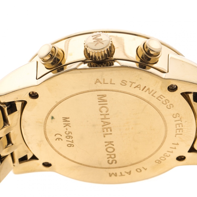 Pre Owned Michael Kors Gold Plated Stainless Steel Ritz MK5676 Women's Wristwatch 36 mm