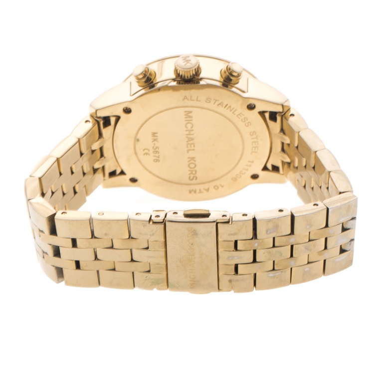 Pre Owned Michael Kors Gold Plated Stainless Steel Ritz MK5676 Women's Wristwatch 36 mm