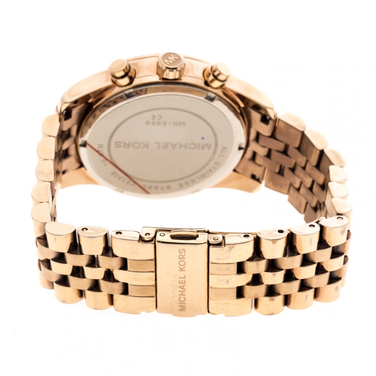 Pre Owned Michael Kors Rose Gold Plated Steel Lexington MK5569 Women's Wristwatch 38 mm