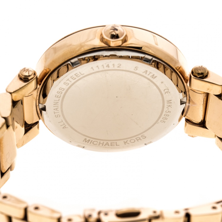 Pre Owned Michael Kors Parker Rose Gold Plated Parker MK5865 Women's Wristwatch 39 mm