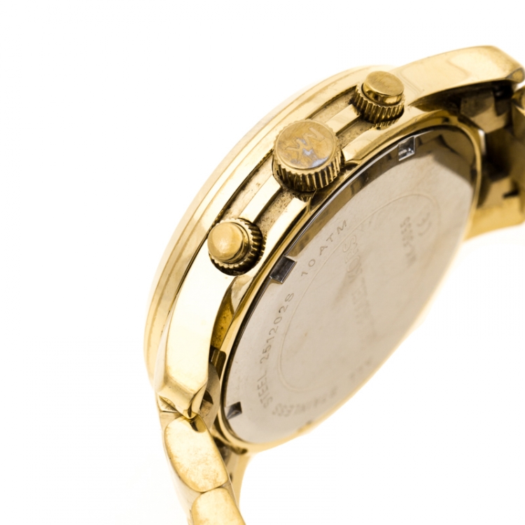 Pre Owned Michael Kors Gold Tone Stainless Steel Runway MK5055 Chronograph Women's Wristwatch 38 mm