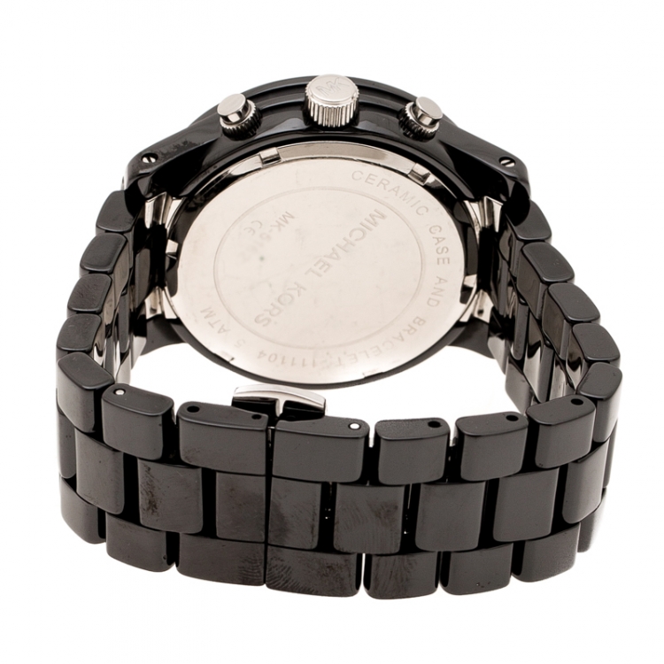 Pre Owned Michael Kors Black Ceramic Stainless Steel MK5162 Women's Wristwatch 39 mm