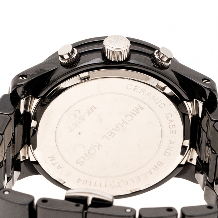Pre Owned Michael Kors Black Ceramic Stainless Steel MK5162 Women's Wristwatch 39 mm