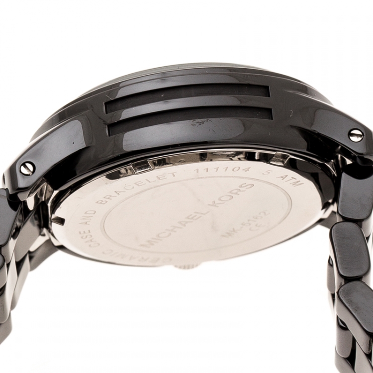 Pre Owned Michael Kors Black Ceramic Stainless Steel MK5162 Women's Wristwatch 39 mm