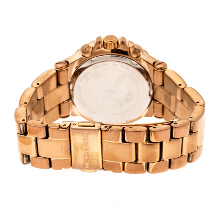 Pre Owned Michael Kors Rose Gold Plated Stainless Steel Dylan Chronograph MK5499 Women's Wristwatch 33 mm
