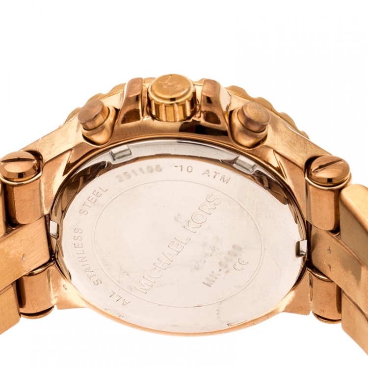 Pre Owned Michael Kors Rose Gold Plated Stainless Steel Dylan Chronograph MK5499 Women's Wristwatch 33 mm