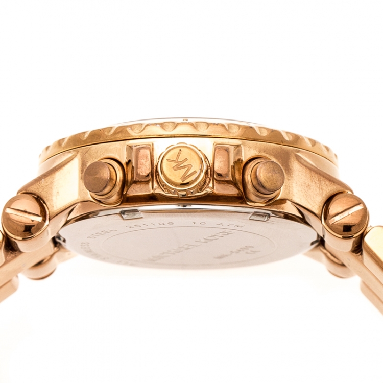 Pre Owned Michael Kors Rose Gold Plated Stainless Steel Dylan Chronograph MK5499 Women's Wristwatch 33 mm