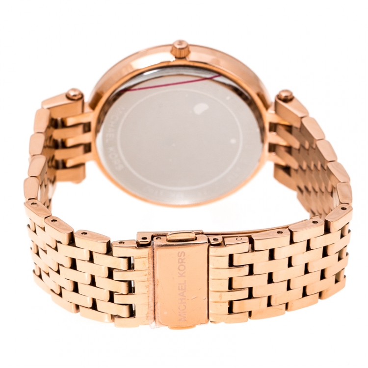 Pre Owned Michael Kors Rose Gold Plated Stainless Steel Darci MK3192 Women's Wristwatch 39 mm